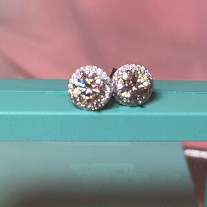 2 Carat Moissanite Halo Studs in Sterling Silver S925